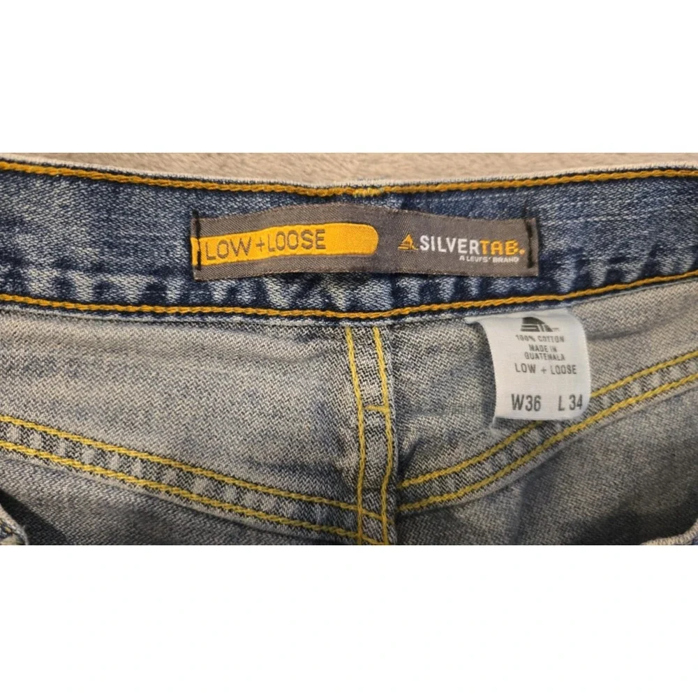 Vintage Levis SilverTab Jeans Mens 36x34 Y2K Low Rise Loose Fit Baggy Light Wash